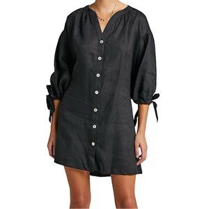 REVOLVE SHOWPO. Dress AMALIE THE LABEL Black Bellafleure Linen Dress Size 4